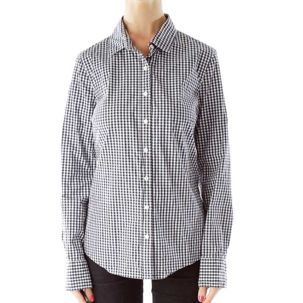 J.Crew Black White Gingham Shirt - Picture 1 of 3